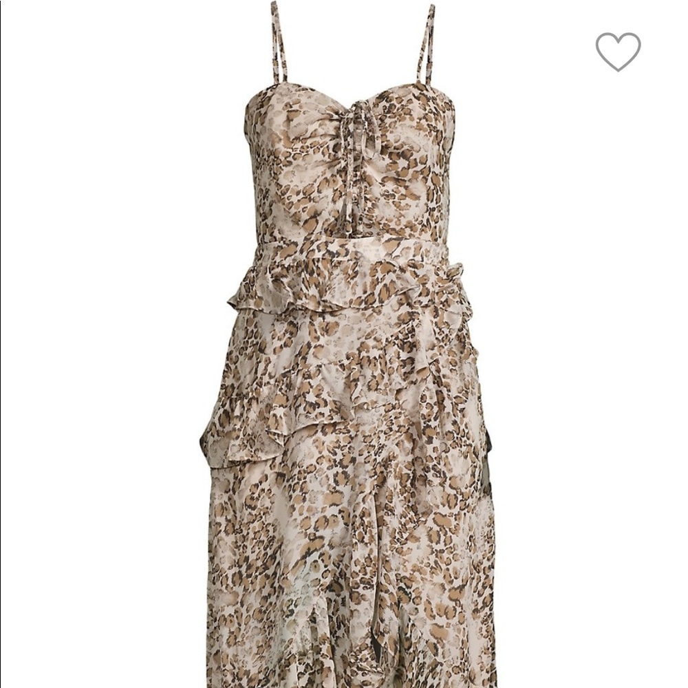 Bardot Animal Print Cutout Ruffle Dress • Size L